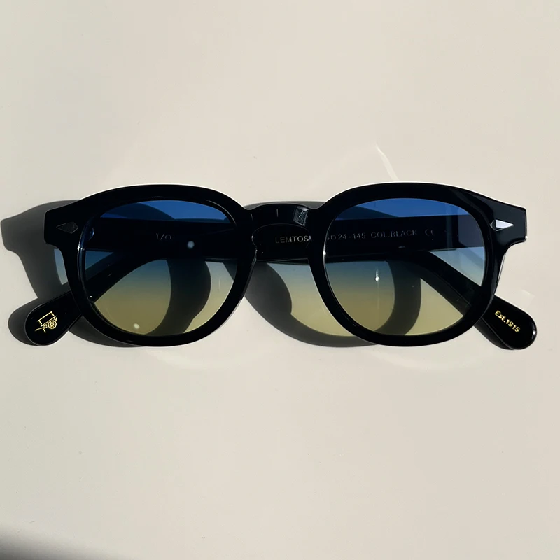 44/46/49size Black Acetate Sunglasses Man Johnny Depp Lemtosh Polarized Glasses Woman Luxury Brand Vintage Fashion Eyeglasses