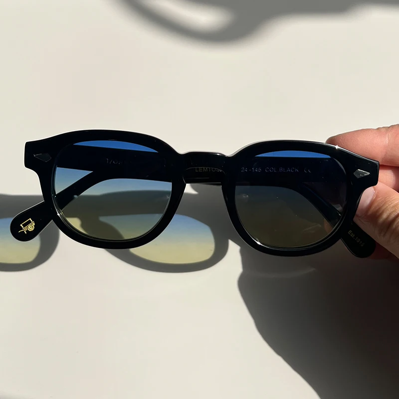 44/46/49size Black Acetate Sunglasses Man Johnny Depp Lemtosh Polarized Glasses Woman Luxury Brand Vintage Fashion Eyeglasses