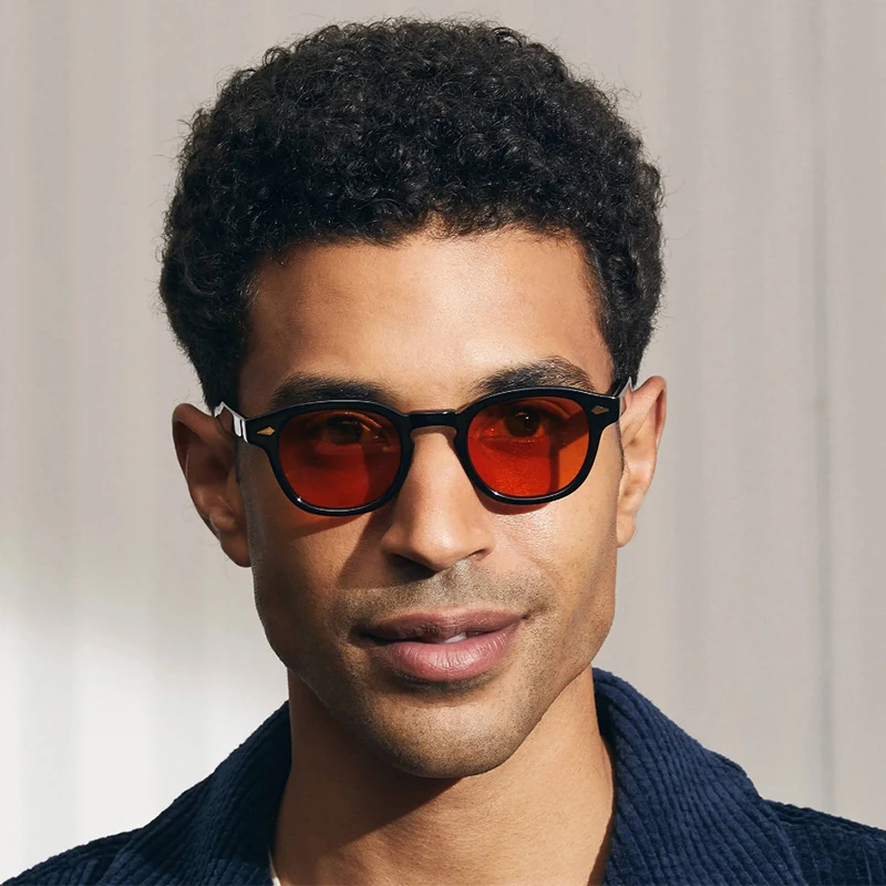 44/46/49size Black Acetate Sunglasses Man Johnny Depp Lemtosh Polarized Glasses Woman Luxury Brand Vintage Fashion Eyeglasses