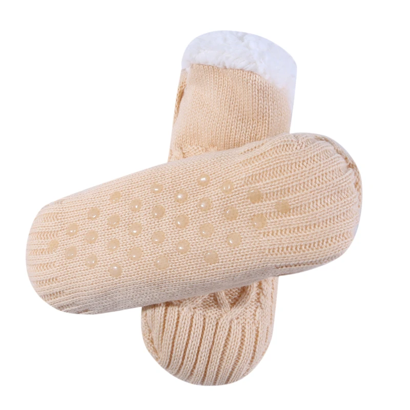 1Pair Thick Warm Sleep Socks Slippers Women Girls Autumn Winter Velvet Home Floor Socks Non Slip Mid Tube Kawaii Cute Socks New