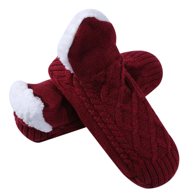 1Pair Thick Warm Sleep Socks Slippers Women Girls Autumn Winter Velvet Home Floor Socks Non Slip Mid Tube Kawaii Cute Socks New