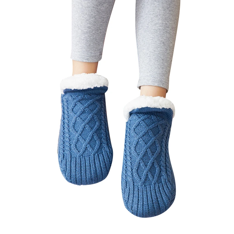 1Pair Thick Warm Sleep Socks Slippers Women Girls Autumn Winter Velvet Home Floor Socks Non Slip Mid Tube Kawaii Cute Socks New