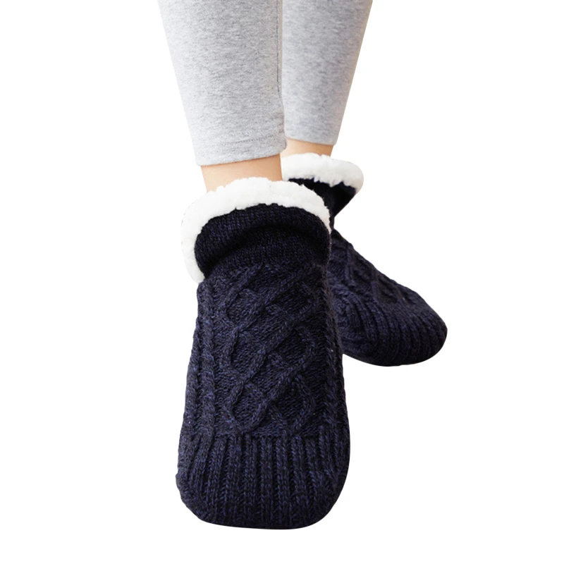 1Pair Thick Warm Sleep Socks Slippers Women Girls Autumn Winter Velvet Home Floor Socks Non Slip Mid Tube Kawaii Cute Socks New