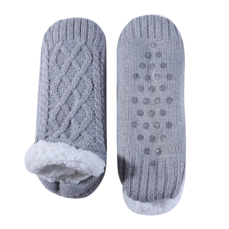 1Pair Thick Warm Sleep Socks Slippers Women Girls Autumn Winter Velvet Home Floor Socks Non Slip Mid Tube Kawaii Cute Socks New
