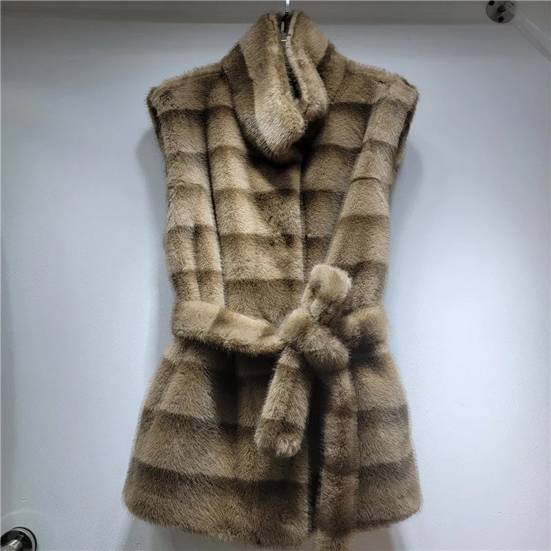 DEAT 2026 Autumn Winter New Warm Faux Mink Fashion Versatile Vest For Women Thickened Fur Sleeveless Coat Female 11A06784