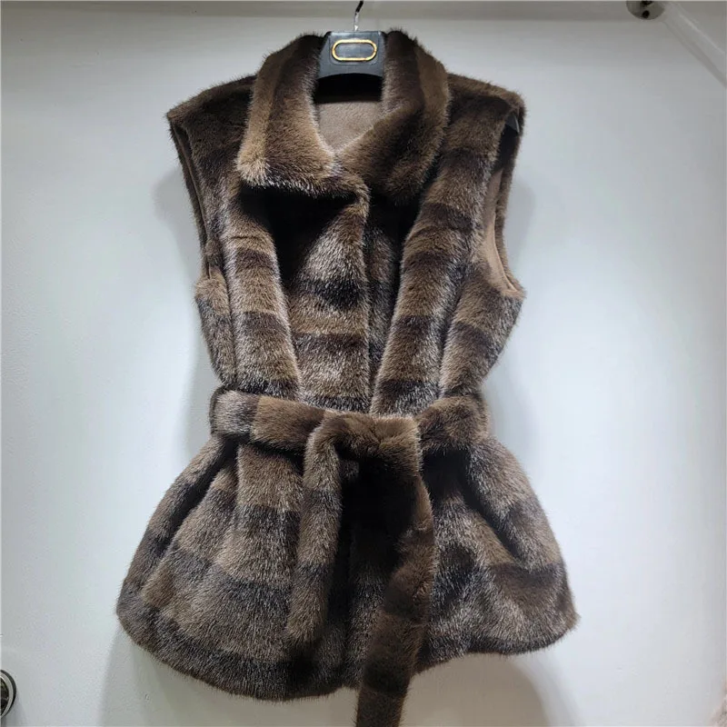 DEAT 2026 Autumn Winter New Warm Faux Mink Fashion Versatile Vest For Women Thickened Fur Sleeveless Coat Female 11A06784
