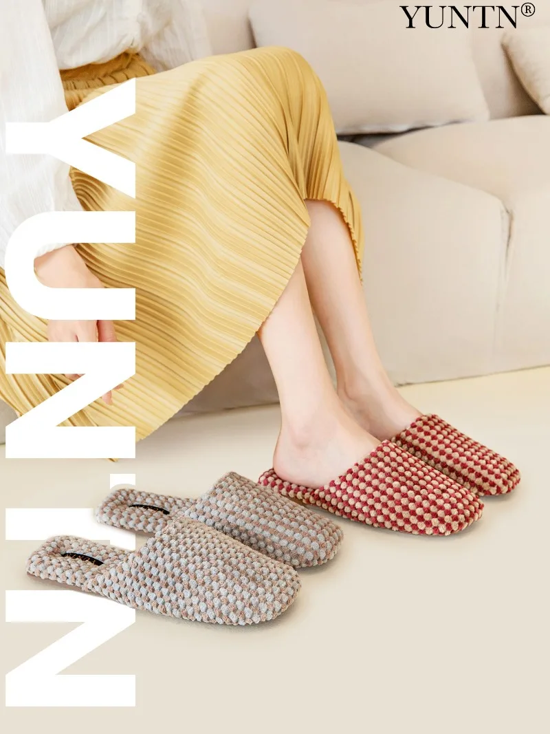 Comfort Warm Satin Couple Cotton Shoes Concise Casual Home Slippers Fashion Checkered Non-slip Designer Shoes Pantuflas De Mujer