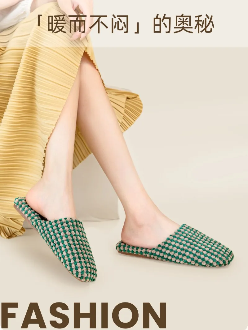Comfort Warm Satin Couple Cotton Shoes Concise Casual Home Slippers Fashion Checkered Non-slip Designer Shoes Pantuflas De Mujer