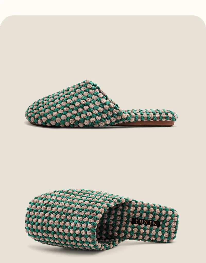 Comfort Warm Satin Couple Cotton Shoes Concise Casual Home Slippers Fashion Checkered Non-slip Designer Shoes Pantuflas De Mujer