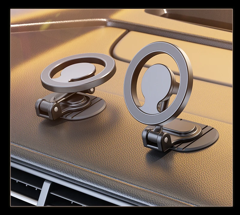 Metal Magnetic Car Phone Holder for MagSafe 360° Rotation Foldable Magnet Car Dashboard Cellphone Mount Stand GPS Support