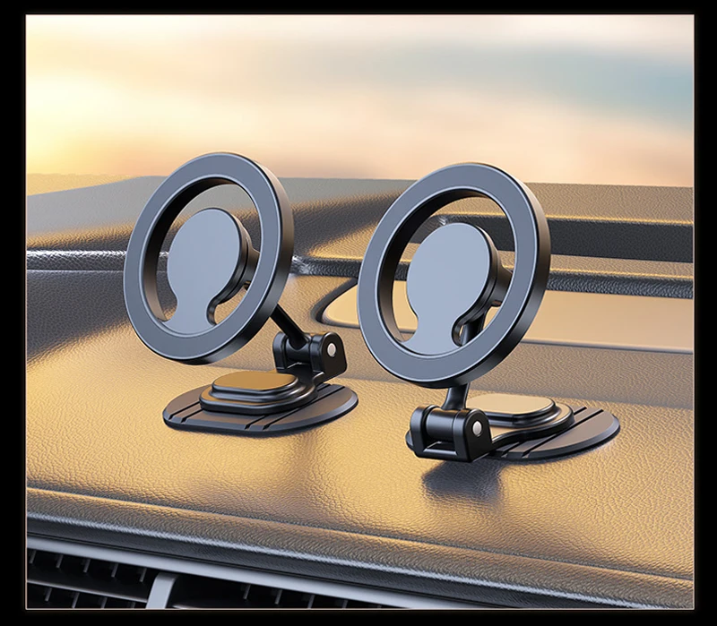 Metal Magnetic Car Phone Holder for MagSafe 360° Rotation Foldable Magnet Car Dashboard Cellphone Mount Stand GPS Support
