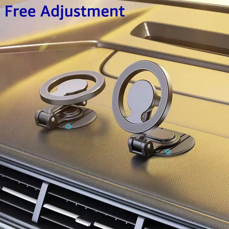 Metal Magnetic Car Phone Holder for MagSafe 360° Rotation Foldable Magnet Car Dashboard Cellphone Mount Stand GPS Support