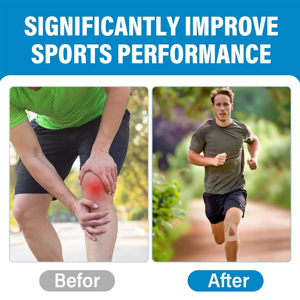 10PCS Kinesiology Tape for Knees,Waterproof & Elastic,Breathable Knee Tape,Athletic Tape Provide Support & Stability for Running