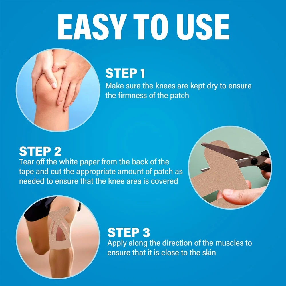 10PCS Kinesiology Tape for Knees,Waterproof & Elastic,Breathable Knee Tape,Athletic Tape Provide Support & Stability for Running