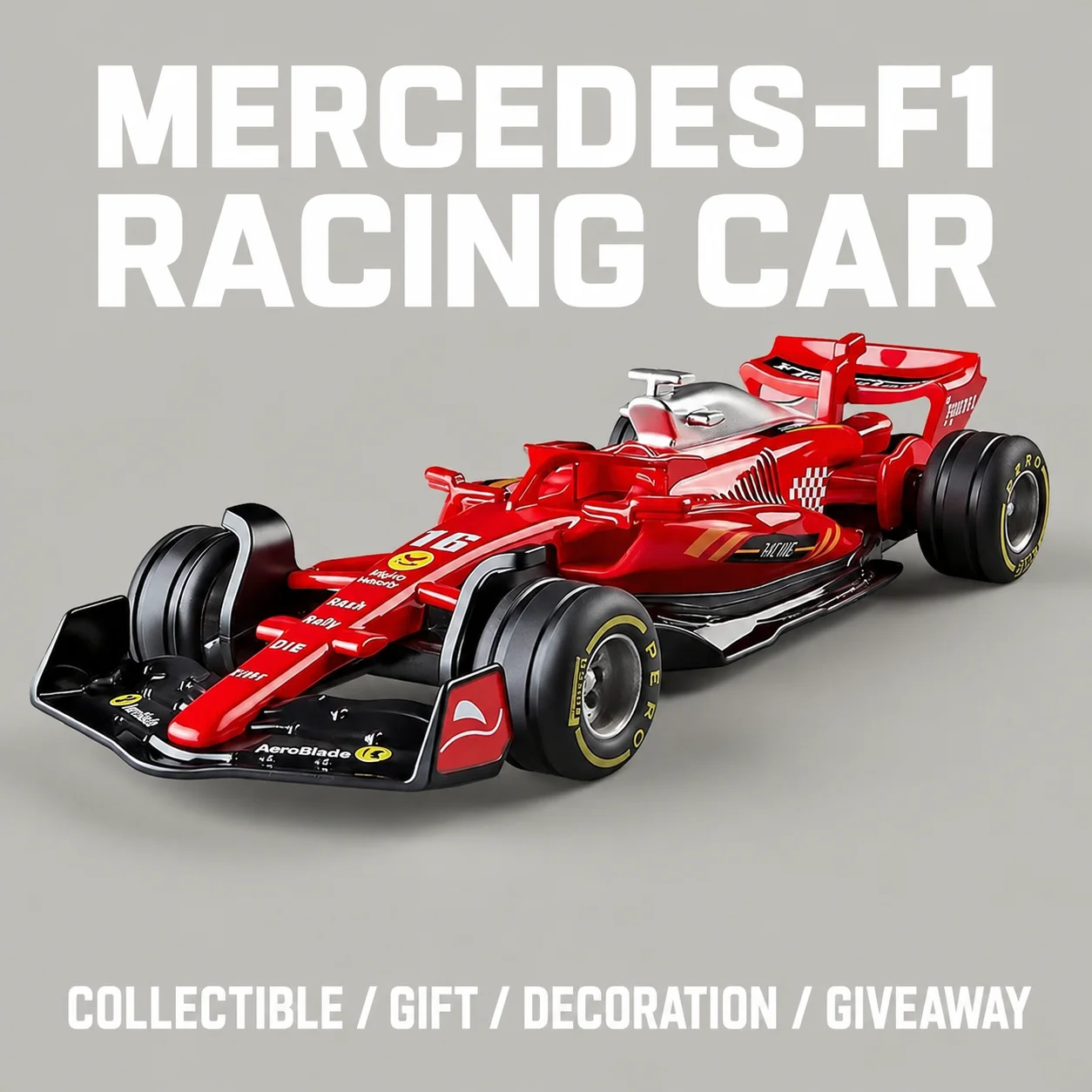 1:43 Diecast Formula 1 Racing Car #16 Metal Alloy Vehicle Model Mini Toy Desktop Decoration Birthday Gift for Boys