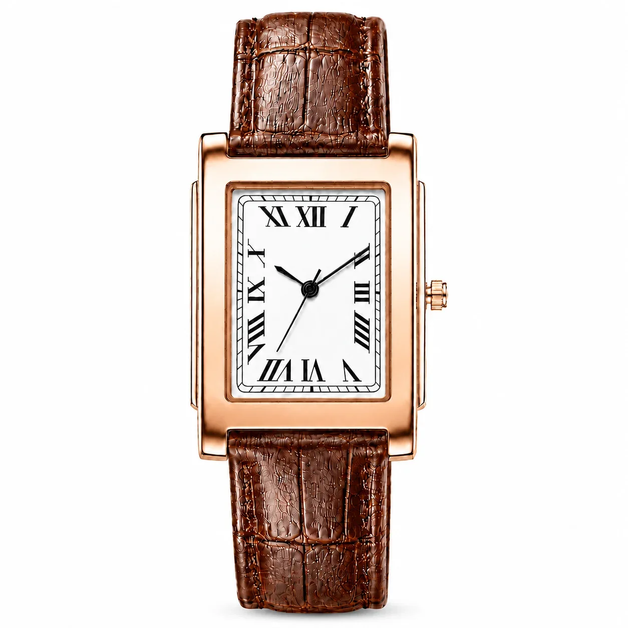 New Men’s Square Quartz Wristwatch Vintage Roman Numeral Dial Leather Band Analog Watch Business Dress Male Watch Orologio Uomo