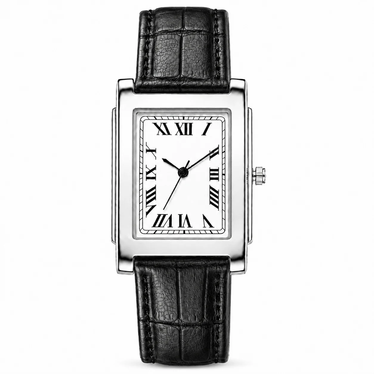 New Men’s Square Quartz Wristwatch Vintage Roman Numeral Dial Leather Band Analog Watch Business Dress Male Watch Orologio Uomo