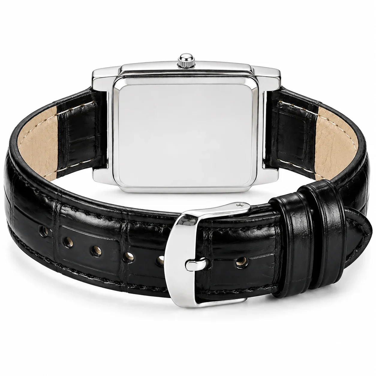 New Men’s Square Quartz Wristwatch Vintage Roman Numeral Dial Leather Band Analog Watch Business Dress Male Watch Orologio Uomo