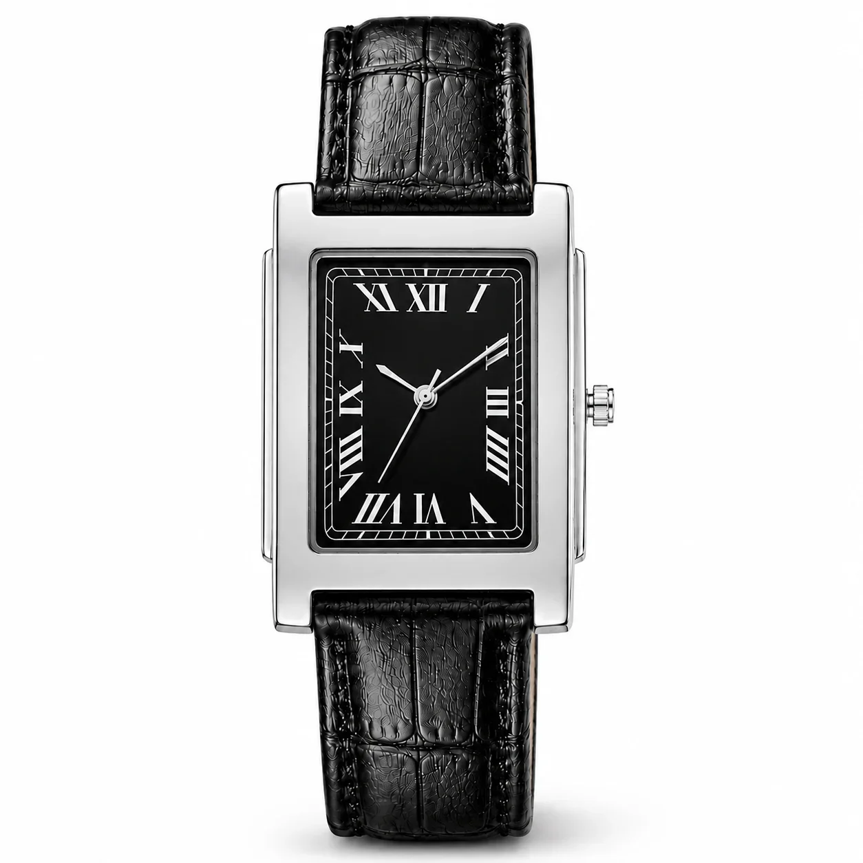 New Men’s Square Quartz Wristwatch Vintage Roman Numeral Dial Leather Band Analog Watch Business Dress Male Watch Orologio Uomo