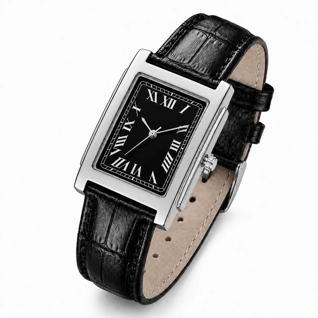 New Men’s Square Quartz Wristwatch Vintage Roman Numeral Dial Leather Band Analog Watch Business Dress Male Watch Orologio Uomo