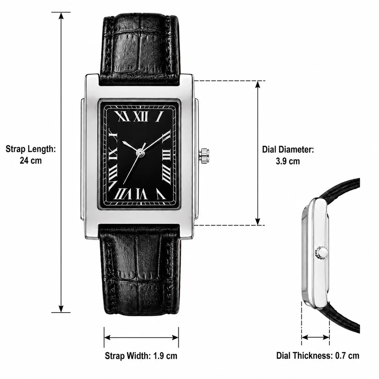 New Men’s Square Quartz Wristwatch Vintage Roman Numeral Dial Leather Band Analog Watch Business Dress Male Watch Orologio Uomo