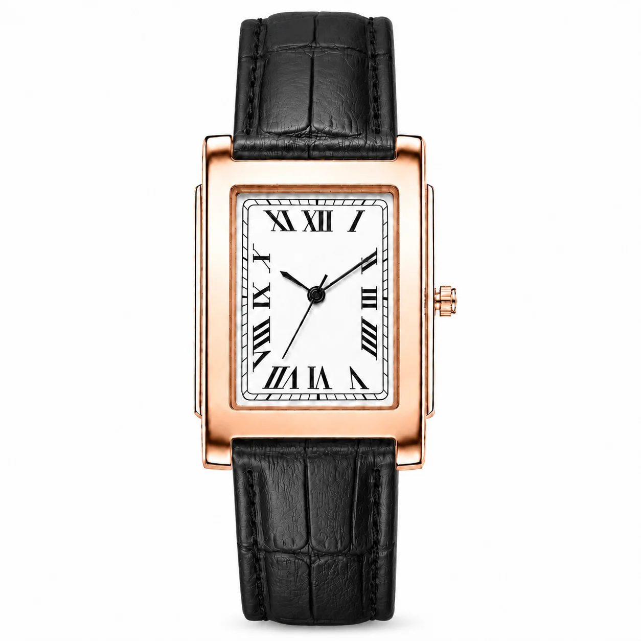New Men’s Square Quartz Wristwatch Vintage Roman Numeral Dial Leather Band Analog Watch Business Dress Male Watch Orologio Uomo