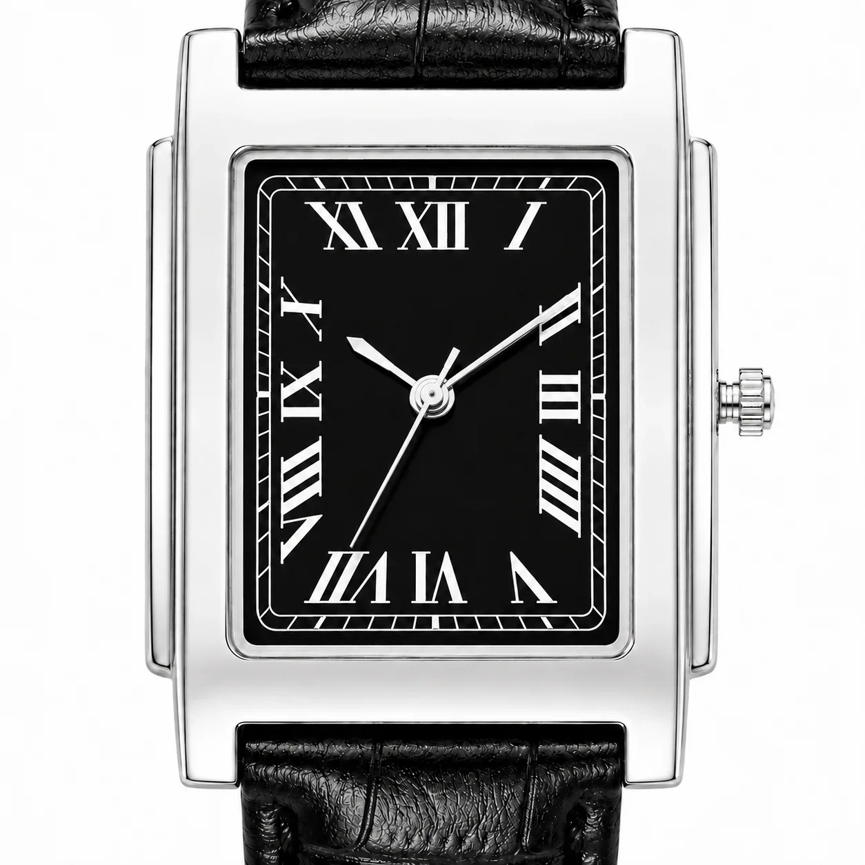 New Men’s Square Quartz Wristwatch Vintage Roman Numeral Dial Leather Band Analog Watch Business Dress Male Watch Orologio Uomo