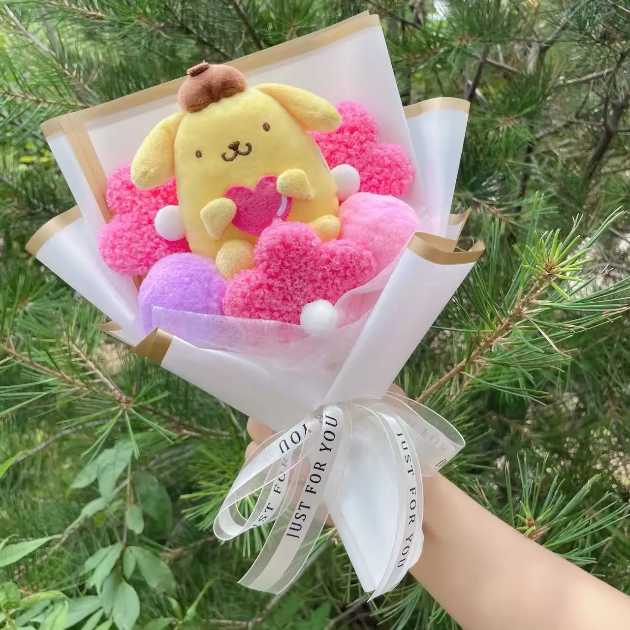 Genuine Melody Kuromi Cinnamoroll Hellokitty Plush Doll Toy Handmade Sanrio Bouquet Valentine's Day Christmas Graduation Gifts
