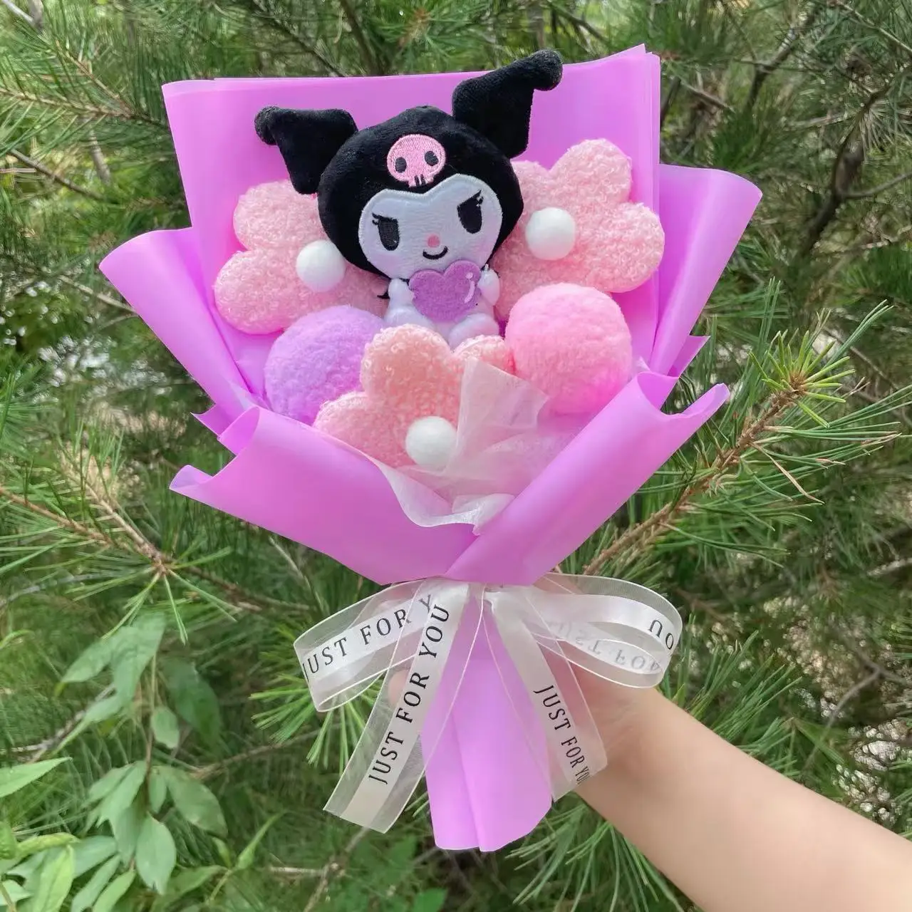 Genuine Melody Kuromi Cinnamoroll Hellokitty Plush Doll Toy Handmade Sanrio Bouquet Valentine's Day Christmas Graduation Gifts