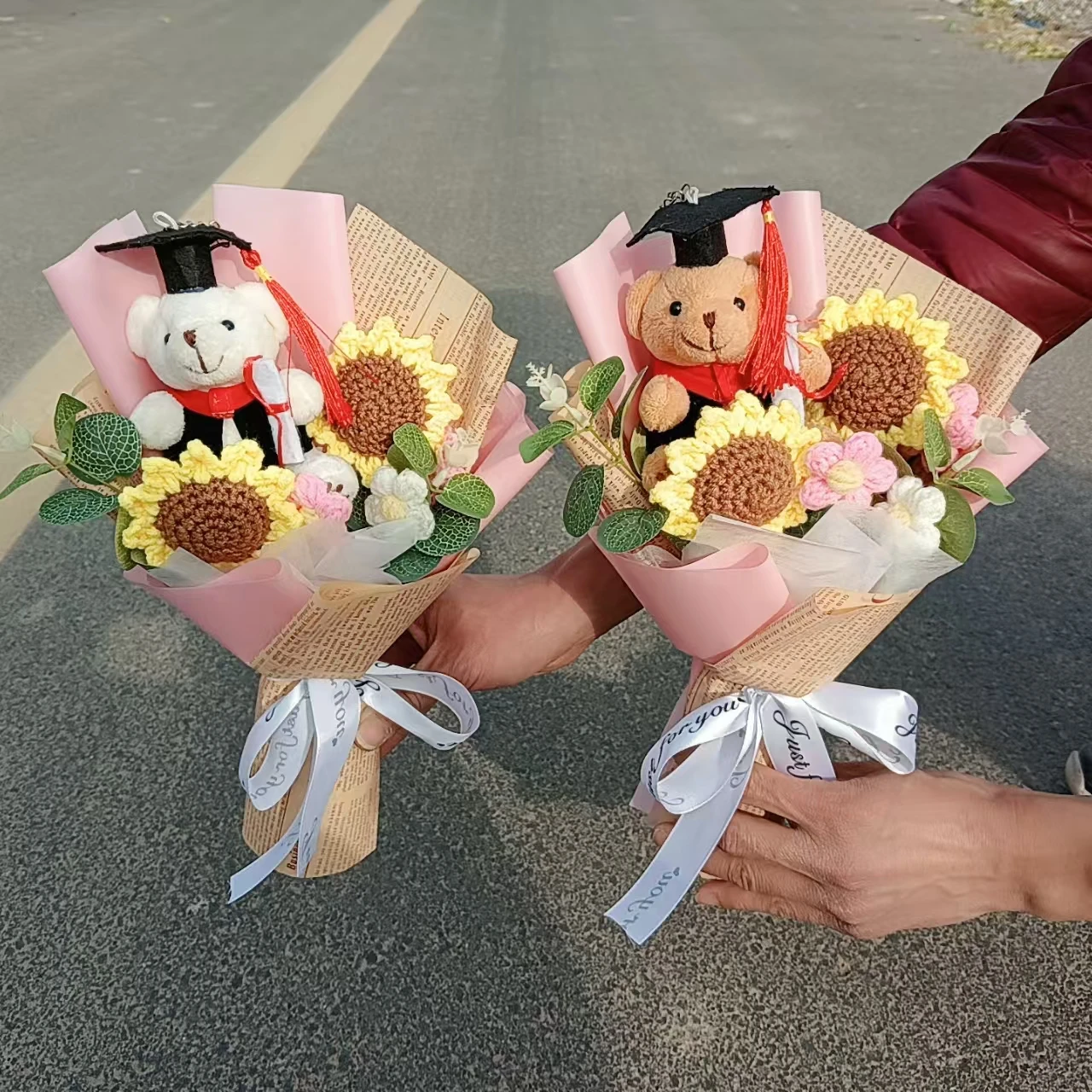 Graduation Bear Plush Toy Cute Teddy Bear Soft Doll Bouquet Valentine Christmas Birthday Gift