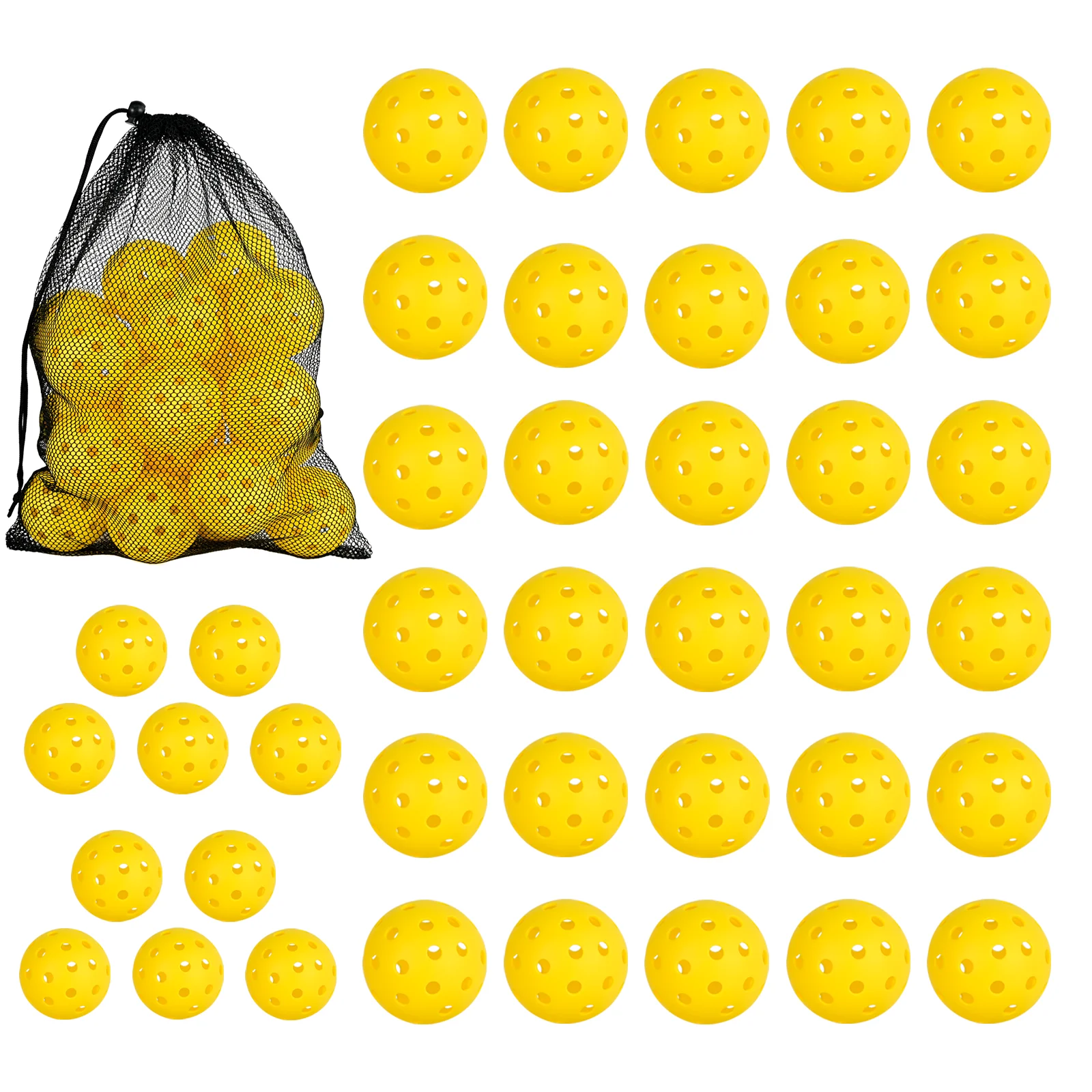 Pickleball Balls 40PCS 40 Holes Outdoor Pickleball Balls High Elasticity Durable Yellow Pickle Balls for All Pickleball Paddle