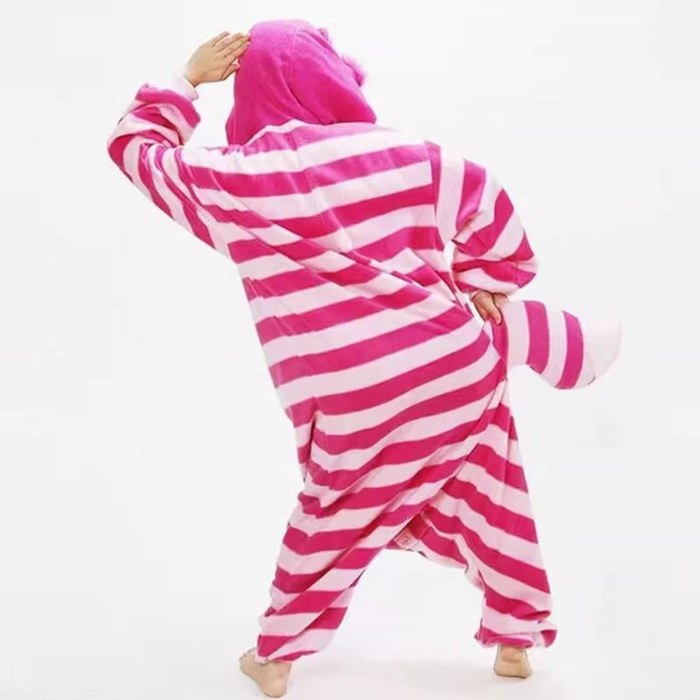 Cheshire Cat Onesie Pajamas Cosplay Costume for Adults Family Animal Outfit Stage Performance Anime Convention Party Halloween