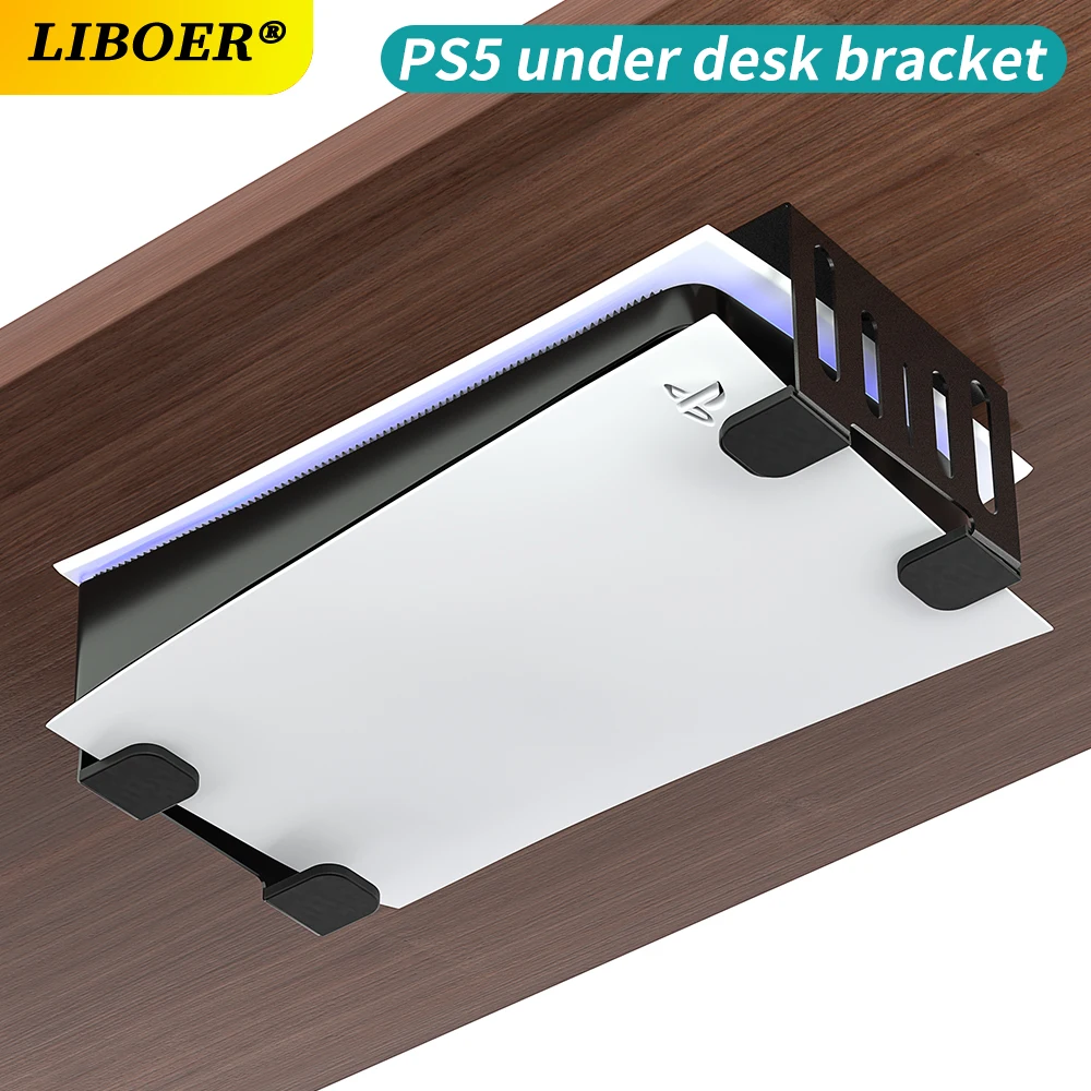 Under Desk Holder Stand for PS5 Disc&Digital Console Stealth Horizontal Mount Support Bracket Organizer Fast Delivery