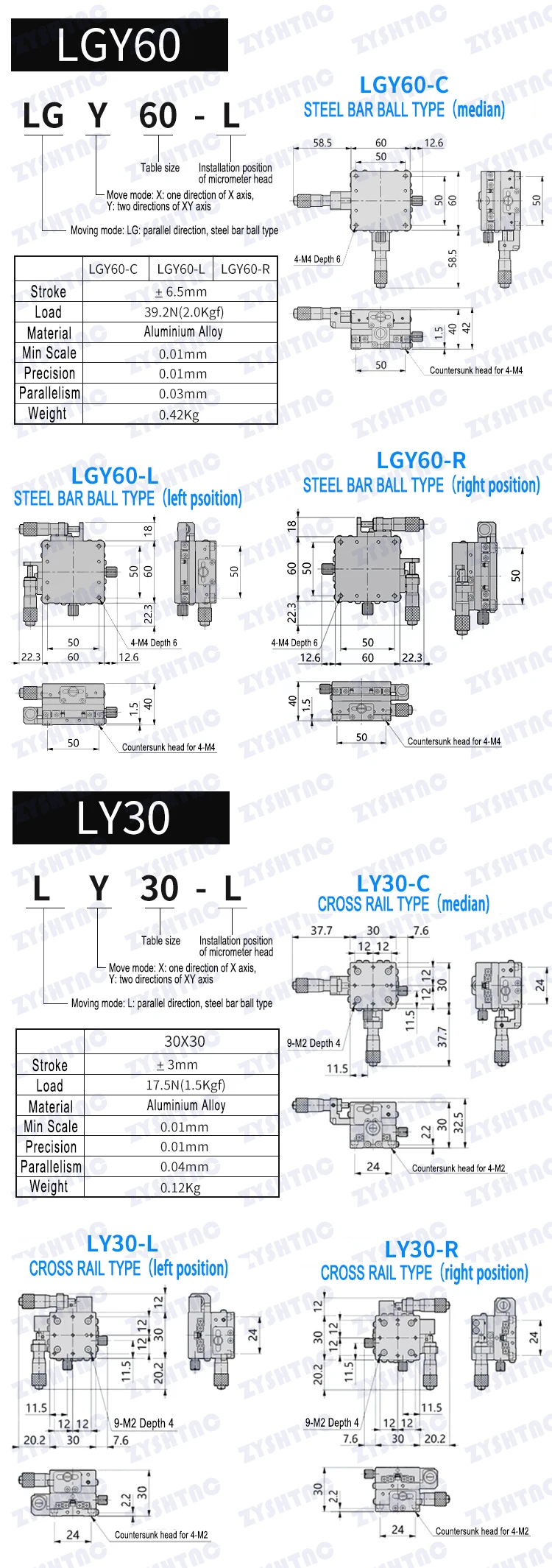 X Axis XY Axis LGX40/60 LGY40*40 60*60 Knob Micrometer Sliding Stage Guide Rail Type Platform Manual Displacement Sliding Table