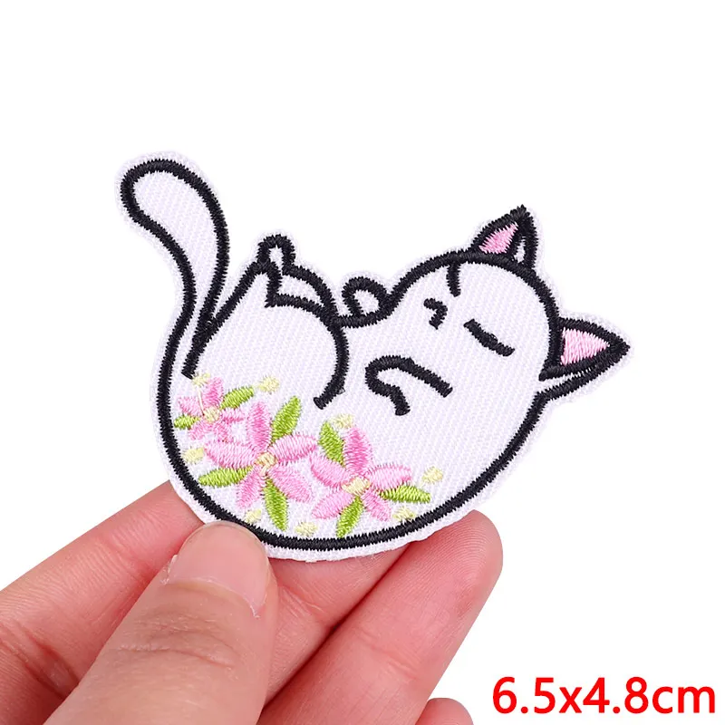 Cartoon Embroidered Patches Iron On Patches For Clothing Thermoadhesive Patches On Clothes DIY Cute Cat Patch Jacket Applique