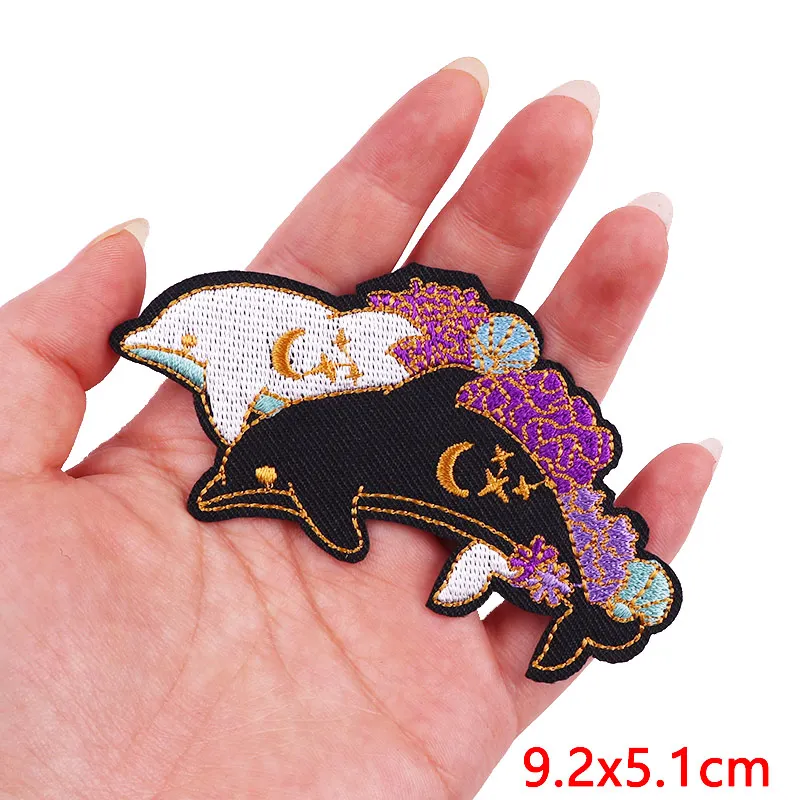 Animal Frog Duck Cat Embroidered Patches For Clothing Thermoadhesive Patches DIY Iron On Patches On Clothes Sticker Jacket Badge