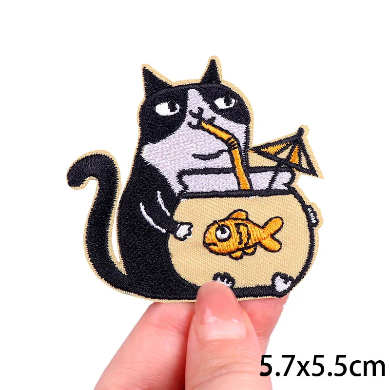 Animal Frog Duck Cat Embroidered Patches For Clothing Thermoadhesive Patches DIY Iron On Patches On Clothes Sticker Jacket Badge