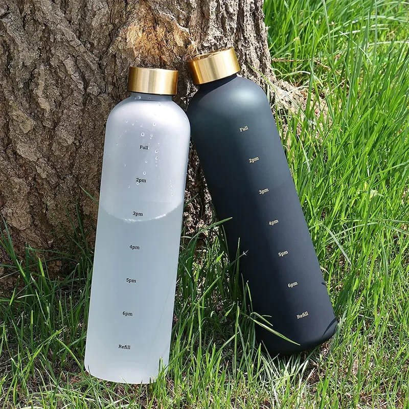 1 Liters Water Bottle Motivational Drinking Bottle Sports Water Bottles With Time Marker Stickers Portable Reusable Plastic Cups