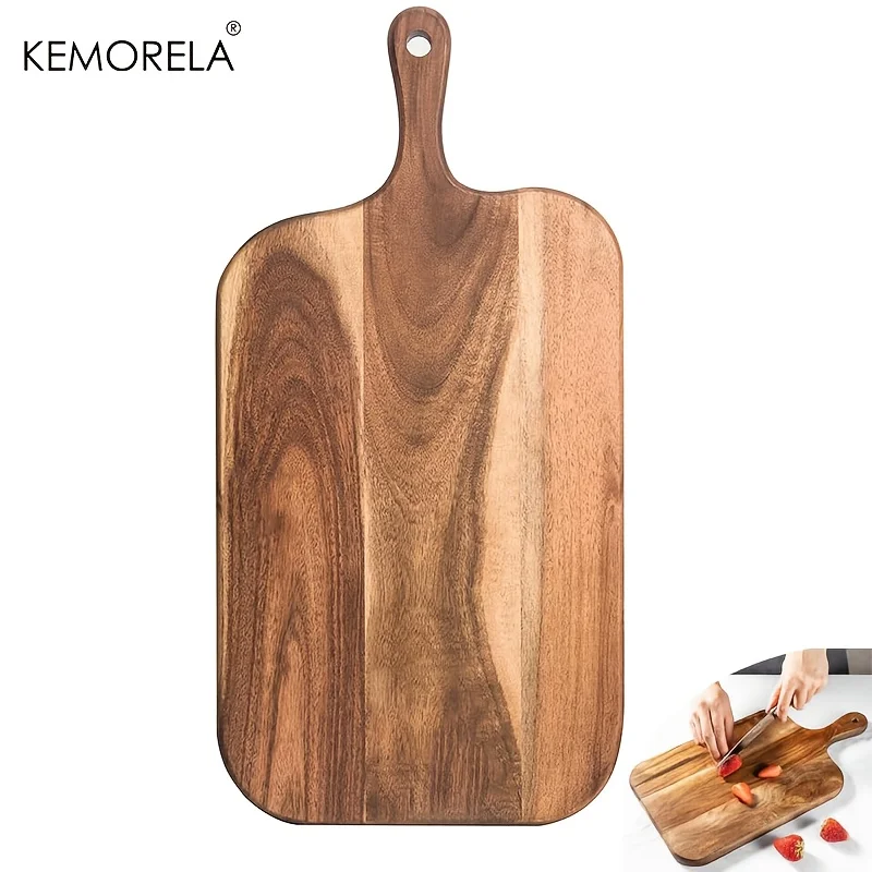 Acacia Wood Cutting Board with Handle - for Cheese Bread Butcher Block for Restaurant Kitchen & Home Use Two Sizes Available