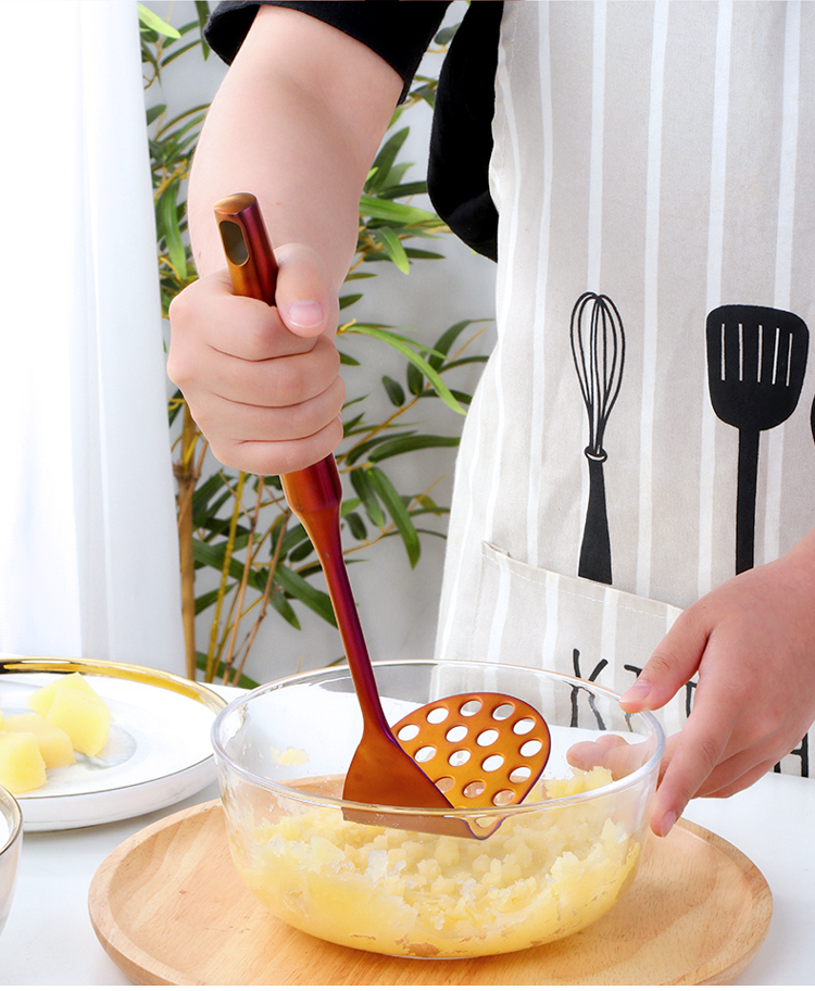 1/7pc Stainless Steel Kitchen Utensils Chopsticks Tube Soup Ladle Colander Set Gold Cooking Tool Set Egg Stirrer Kitchenware Set