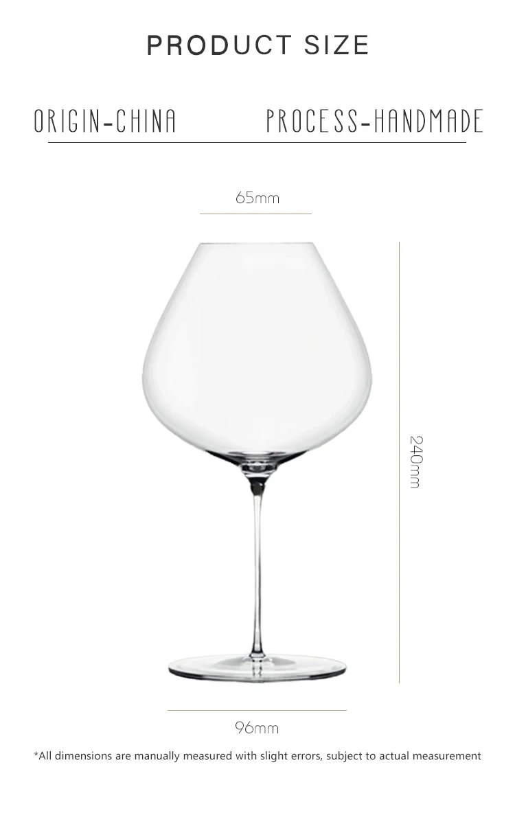 France Sydonios Style Upscale Burgundy Cup Crystal Handmade Extremely Thin Wine Glass Aroma Enlarge Goblet
