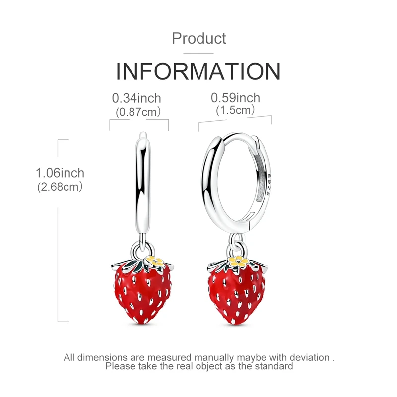 925 Sterling Silver Earrings Women Delicious Strawberry Drop Earring For Anniversary Wedding Jewelry Gifts