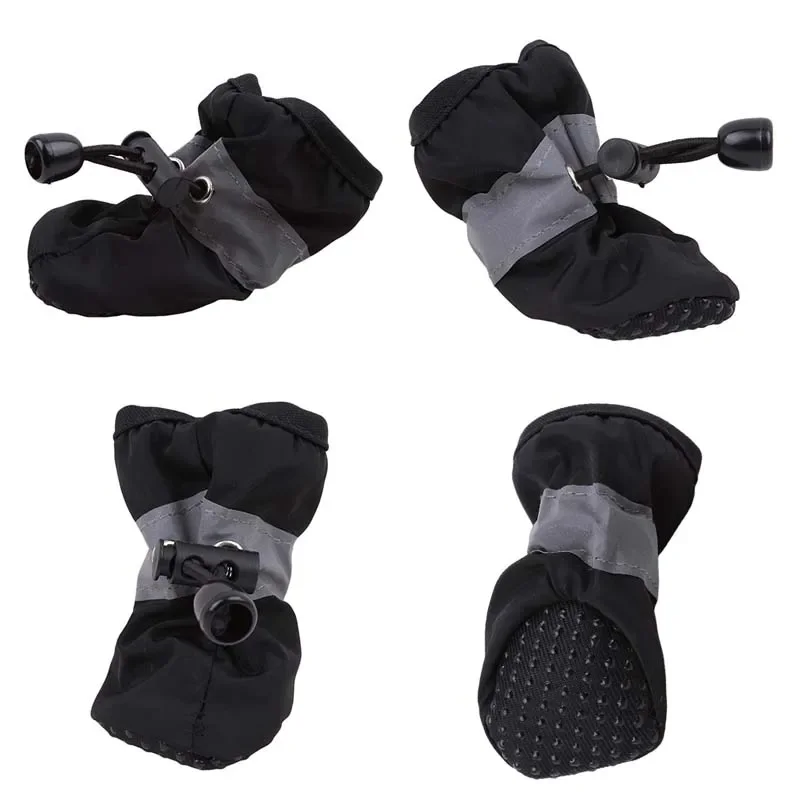 4pcs/set Waterproof Pet Dog Shoes Anti-slip Rain Boots Footwear for Small Cats Dogs Puppy Dog Pet Booties Pet Paw Accessories