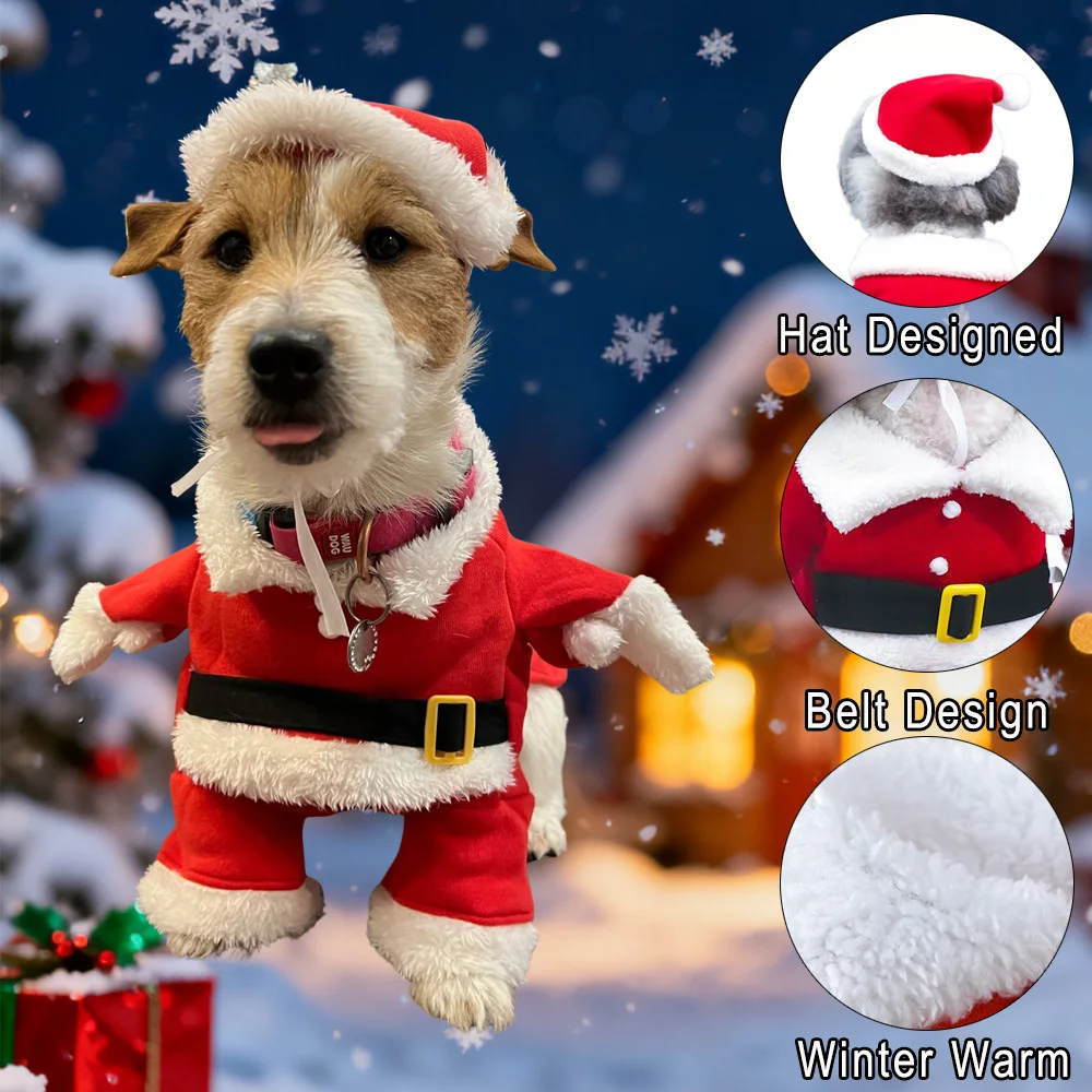 Winter Christmas Pet Cat Costumes Funny Santa Claus Clothes For Small Cats Dogs Xmas New Year Cat Clothing Kitty Kitten Outfits