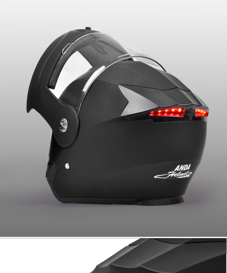 AD Factory Wholesale Fashion LED Intelligence Taillights Motorcycle Helmet Dual Mirror Riding Full Helmet for Safe Travel Hat