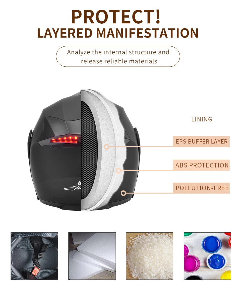 AD Factory Wholesale Fashion LED Intelligence Taillights Motorcycle Helmet Dual Mirror Riding Full Helmet for Safe Travel Hat