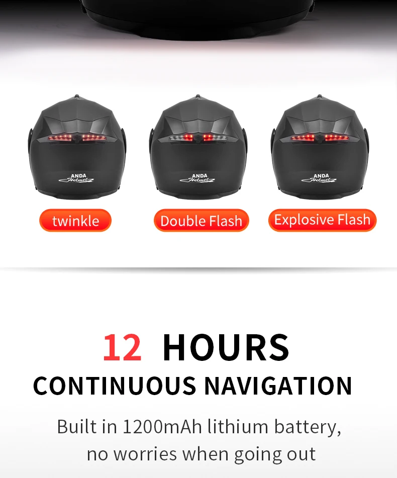 AD Factory Wholesale Fashion LED Intelligence Taillights Motorcycle Helmet Dual Mirror Riding Full Helmet for Safe Travel Hat