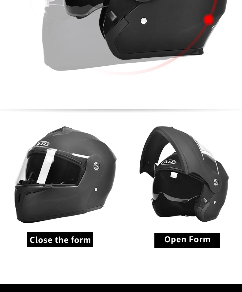 AD Factory Wholesale Fashion LED Intelligence Taillights Motorcycle Helmet Dual Mirror Riding Full Helmet for Safe Travel Hat