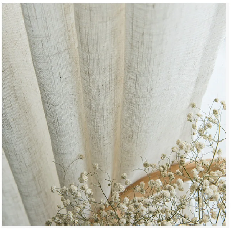 Japanese Style Linen semi-shading ramie curtain yarn Norse hemp yarn pure color linen curtains yarn living room custom curtain
