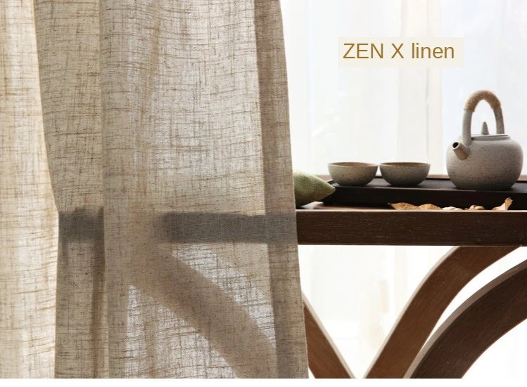 Japanese Style Linen semi-shading ramie curtain yarn Norse hemp yarn pure color linen curtains yarn living room custom curtain